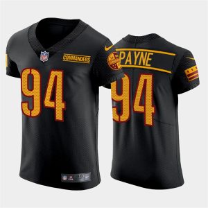 Men's Washington Commanders #94 Da'ron Payne Black Elite Stitched Jersey - Custom Name