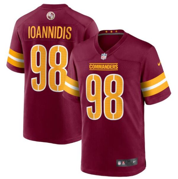Men's Washington Commanders #98 Matt Ioannidis 2022 Burgundy Game Stitched Jersey - Custom Name