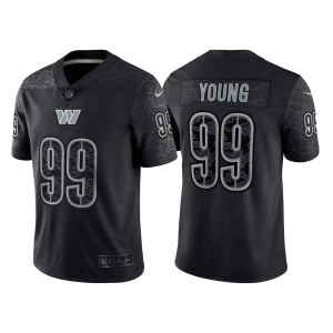 Men's Washington Commanders #99 Chase Young Black Reflective Limited Stitched Football Jersey - Custom Name