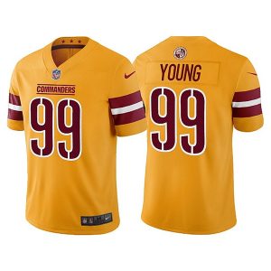 Men's Washington Commanders #99 Chase Young Gold Vapor Untouchable Stitched Football Jersey - Custom Name
