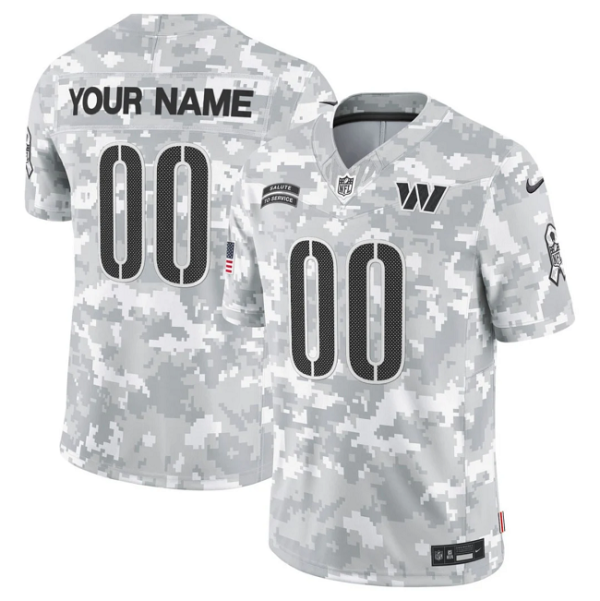 Men's Washington Commanders Active Player Custom 2024 F.U.S.E Arctic Camo Salute to Service Limited Stitched Football Jersey - Custom Name