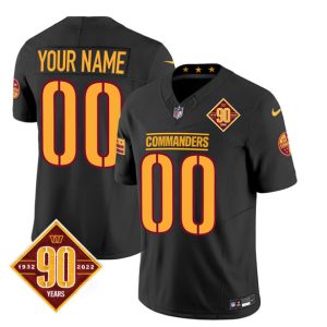 Men's Washington Commanders Active Player Custom Black 2023 F.U.S.E. 90th Anniversary Vapor Limited Stitched Football Jersey - Custom Name