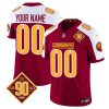 Men's Washington Commanders Active Player Custom Burgundy White 2023 F.U.S.E. 90th Anniversary Vapor Limited Stitched Football Jersey - Custom Name