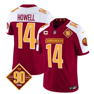 Men's Washington Commanders Active Player Custom Burgundy White F.U.S.E. With 1-Star C Patch 90th Anniversary Vapor Limited Stitched Football Jersey - Custom Name