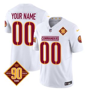 Men's Washington Commanders Active Player Custom White 2023 F.U.S.E. 90th Anniversary Vapor Limited Stitched Football Jersey - Custom Name