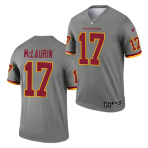 Men's Washington Football Team #17 Terry McLaurin Gray Inverted Legend Stitched Jersey - Custom Name