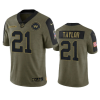 Men's Washington Football Team #21 Sean Taylor 2021 Olive Salute To Service Limited Stitched Jersey - Custom Name