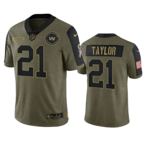 Men's Washington Football Team #21 Sean Taylor 2021 Olive Salute To Service Limited Stitched Jersey - Custom Name