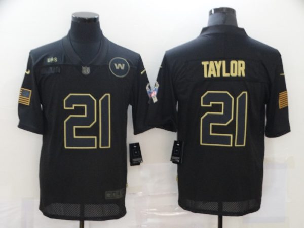 Men's Washington Football Team #21 Sean Taylor Black Salute To Service Limited Stitched Jersey - Custom Name