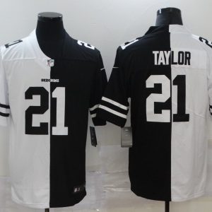Men's Washington Football Team #21 Sean Taylor Black & White NFL Split Limited Stitched Jersey - Custom Name