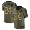 Men's Washington Football Team #24 Antonio Gibson 2021 Olive Camo Salute To Service Limited Stitched Jersey - Custom Name
