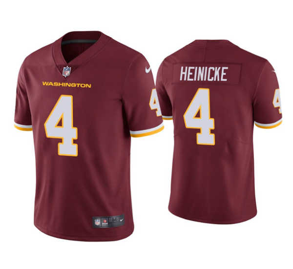 Men's Washington Football Team #4 Taylor Heinicke Red Vapor Untouchable Limited Stitched Jersey - Custom Name