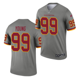 Men's Washington Football Team Washington Football Team #99 Chase Young Gray Inverted Legend Stitched Jersey - Custom Name