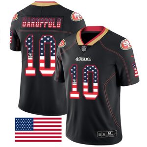 Nike 49ers #10 Jimmy Garoppolo Black Men's Stitched NFL Limited Rush USA Flag Jersey - Custom Name