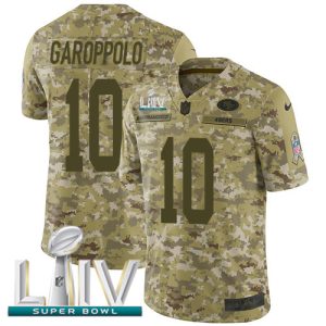 Nike 49ers #10 Jimmy Garoppolo Camo Super Bowl LIV 2020 Men's Stitched NFL Limited 2018 Salute To Service Jersey - Custom Name