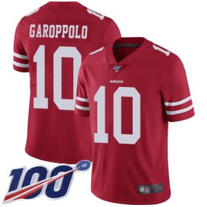 Nike 49ers #10 Jimmy Garoppolo Red Team Color Men's Stitched NFL 100th Season Vapor Limited Jersey - Custom Name