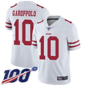 Nike 49ers #10 Jimmy Garoppolo White Men's Stitched NFL 100th Season Vapor Limited Jersey - Custom Name