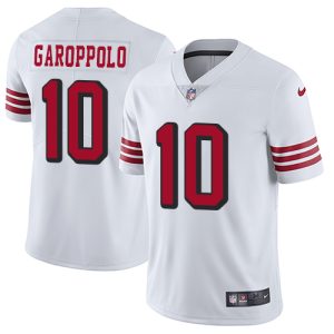 Nike 49ers #10 Jimmy Garoppolo White Rush Men's Stitched NFL Vapor Untouchable Limited Jersey - Custom Name
