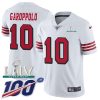 Nike 49ers #10 Jimmy Garoppolo White Super Bowl LIV 2020 Rush Men's Stitched NFL Limited 100th Season Jersey - Custom Name