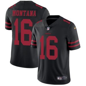 Nike 49ers #16 Joe Montana Black Alternate Men's Stitched NFL Vapor Untouchable Limited Jersey - Custom Name