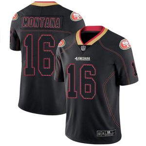 Nike 49ers #16 Joe Montana Lights Out Black Men's Stitched NFL Limited Rush Jersey - Custom Name
