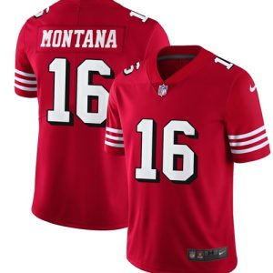 Nike 49ers #16 Joe Montana Red Team Color Men's Stitched NFL Vapor Untouchable Limited II Jersey - Custom Name