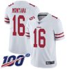 Nike 49ers #16 Joe Montana White Men's Stitched NFL 100th Season Vapor Limited Jersey - Custom Name