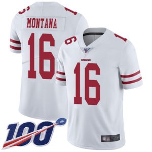 Nike 49ers #16 Joe Montana White Men's Stitched NFL 100th Season Vapor Limited Jersey - Custom Name