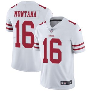 Nike 49ers #16 Joe Montana White Men's Stitched NFL Vapor Untouchable Limited Jersey - Custom Name