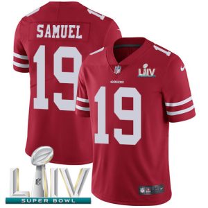 Nike 49ers #19 Deebo Samuel Red Super Bowl LIV 2020 Team Color Men's Stitched NFL Vapor Untouchable Limited Jersey - Custom Name
