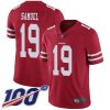 Nike 49ers #19 Deebo Samuel Red Team Color Men's Stitched NFL 100th Season Vapor Limited Jersey - Custom Name