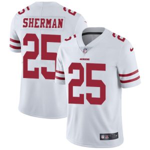 Nike 49ers #25 Richard Sherman White Men's Stitched NFL Vapor Untouchable Limited Jersey - Custom Name