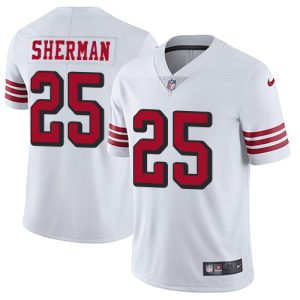 Nike 49ers #25 Richard Sherman White Rush Men's Stitched NFL Vapor Untouchable Limited Jersey - Custom Name