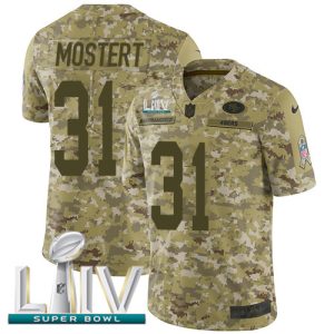 Nike 49ers #31 Raheem Mostert Camo Super Bowl LIV 2020 Men's Stitched NFL Limited 2018 Salute To Service Jersey - Custom Name