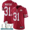 Nike 49ers #31 Raheem Mostert Red Super Bowl LIV 2020 Team Color Men's Stitched NFL Vapor Untouchable Limited Jersey - Custom Name