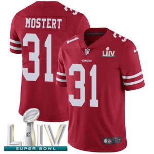 Nike 49ers #31 Raheem Mostert Red Super Bowl LIV 2020 Team Color Men's Stitched NFL Vapor Untouchable Limited Jersey - Custom Name