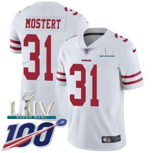 Nike 49ers #31 Raheem Mostert White Super Bowl LIV 2020 Men's Stitched NFL 100th Season Vapor Untouchable Limited Jersey - Custom Name