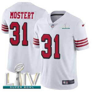 Nike 49ers #31 Raheem Mostert White Super Bowl LIV 2020 Men's Stitched NFL Limited Rush Jersey - Custom Name