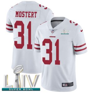 Nike 49ers #31 Raheem Mostert White Super Bowl LIV 2020 Men's Stitched NFL Vapor Untouchable Limited Jersey - Custom Name