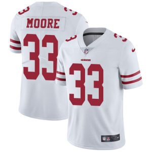 Nike 49ers #33 Tarvarius Moore White Men's Stitched NFL Vapor Untouchable Limited Jersey - Custom Name