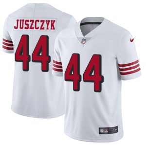 Nike 49ers #44 Kyle Juszczyk White Rush Men's Stitched NFL Vapor Untouchable Limited Jersey - Custom Name