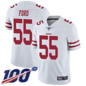 Nike 49ers #55 Dee Ford White Men's Stitched NFL 100th Season Vapor Limited Jersey - Custom Name
