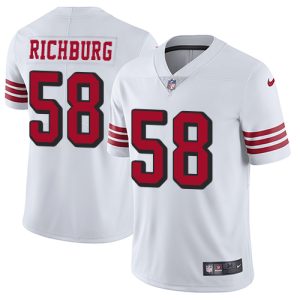 Nike 49ers #58 Weston Richburg White Rush Men's Stitched NFL Vapor Untouchable Limited Jersey - Custom Name