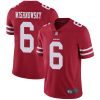 Nike 49ers #6 Mitch Wishnowsky Red Team Color Men's Stitched NFL Vapor Untouchable Limited Jersey - Custom Name