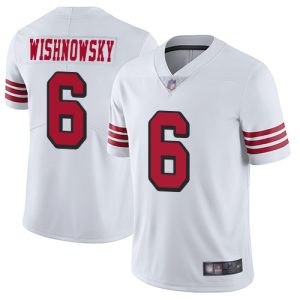 Nike 49ers #6 Mitch Wishnowsky White Rush Men's Stitched NFL Vapor Untouchable Limited Jersey - Custom Name