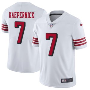 Nike 49ers #7 Colin Kaepernick White Rush Men's Stitched NFL Vapor Untouchable Limited Jersey - Custom Name