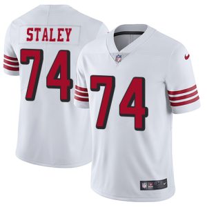 Nike 49ers #74 Joe Staley White Rush Men's Stitched NFL Vapor Untouchable Limited Jersey - Custom Name