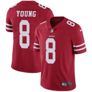 Nike 49ers #8 Steve Young Red Team Color Men's Stitched NFL Vapor Untouchable Limited Jersey - Custom Name