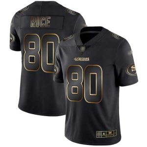Nike 49ers #80 Jerry Rice Black-Gold Men's Stitched NFL Vapor Untouchable Limited Jersey - Custom Name