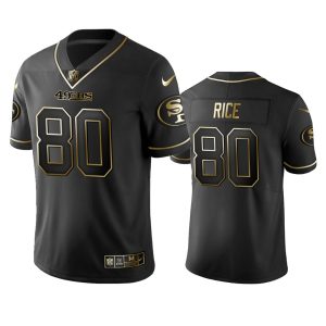 Nike 49ers #80 Jerry Rice Black Golden Limited Edition Stitched NFL Jersey - Custom Name